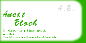 anett bloch business card